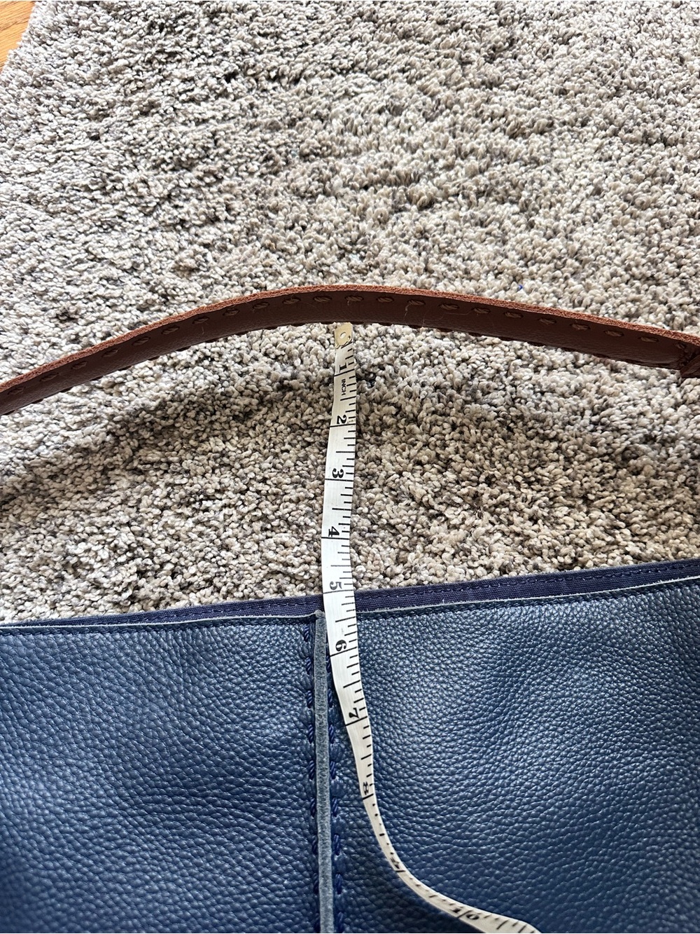Los Feliz Large Tote
The Sak Navy Leather Shoulder Bag with Brown Leather Handle - Picture 8 of 8